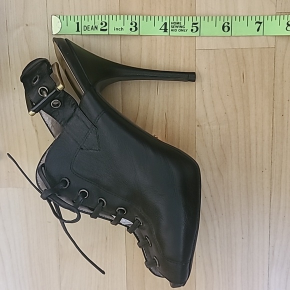 Steven by Steve Madden Sexy Black Leather Open Toe High Heels Slingback Size 5.5 - Picture 8 of 10